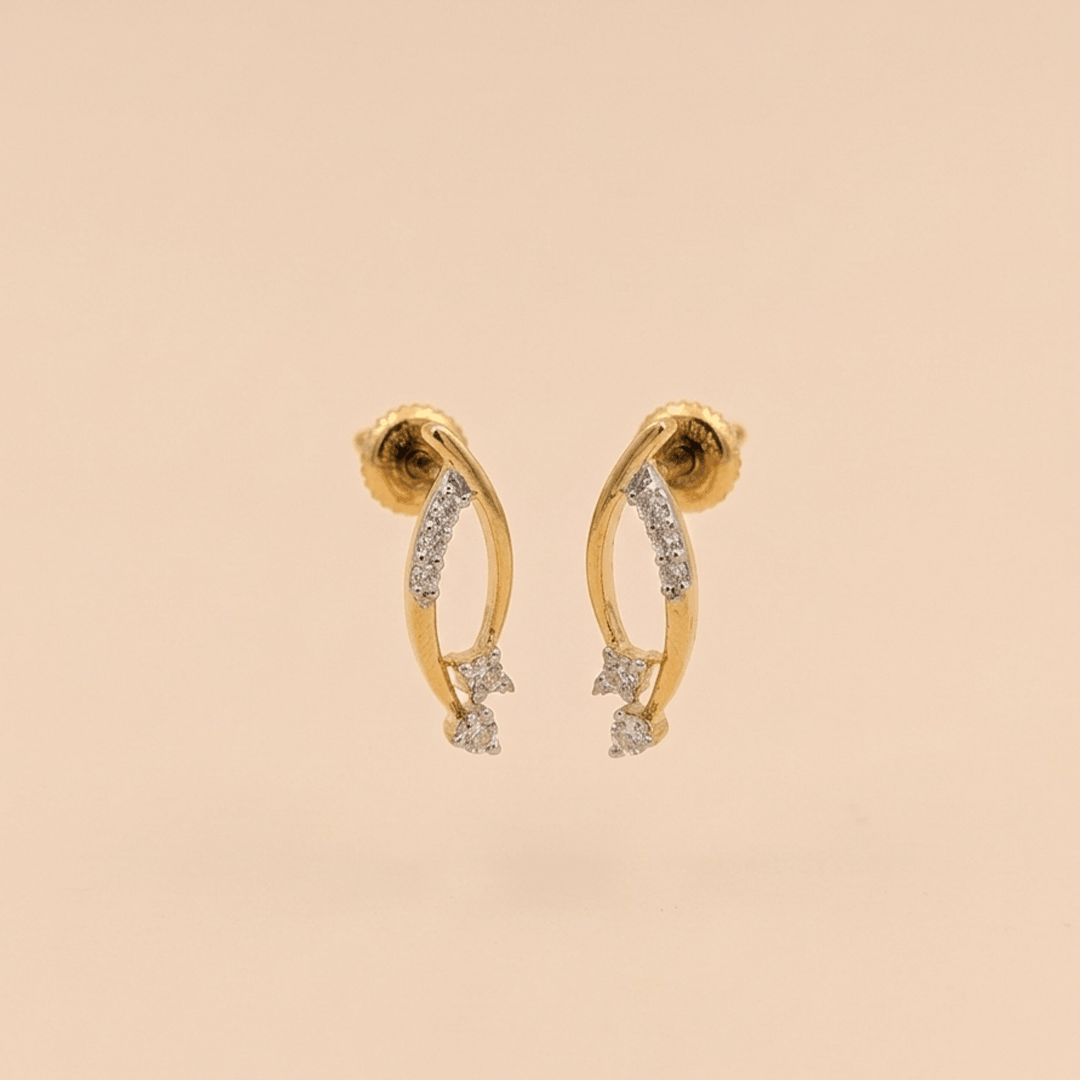Graceful Interlocking Curve Diamond Stud Earrings in 18K Yellow Gold