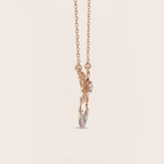 Load image into Gallery viewer, Filigree Butterfly &amp; Diamond Crescent Necklace in 18K Rose Gold
