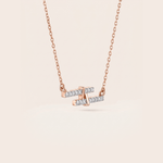 Load image into Gallery viewer, Modern Asymmetrical Double Bar Diamond Necklace in 18K Rose Gold
