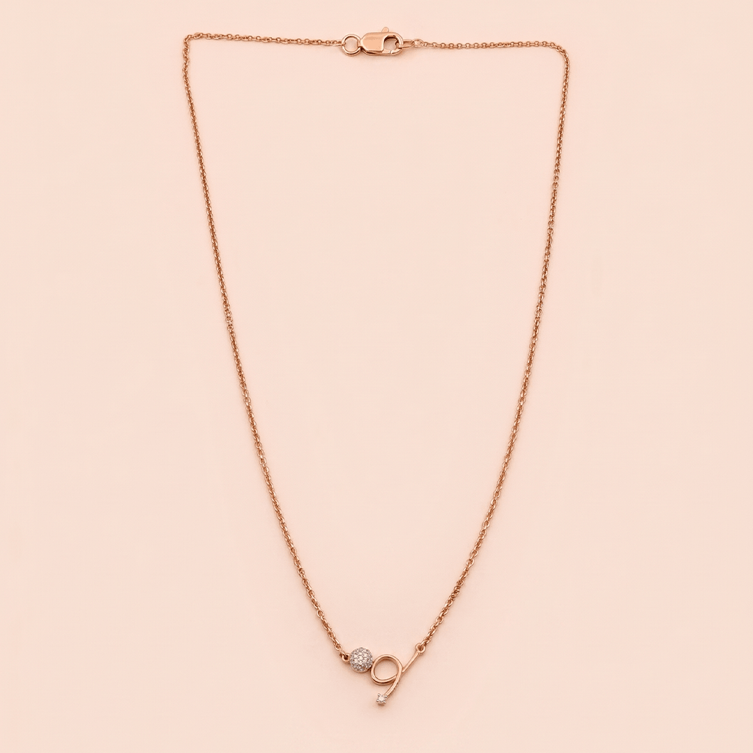 Modern Abstract Loop & Pavé Sphere Diamond Necklace in 18K Rose Gold