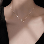 Load image into Gallery viewer, Modern Abstract Loop &amp; Pavé Sphere Diamond Necklace in 18K Rose Gold
