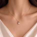 Load image into Gallery viewer, Graceful Floral Teardrop Diamond Necklace in 18K Rose Gold
