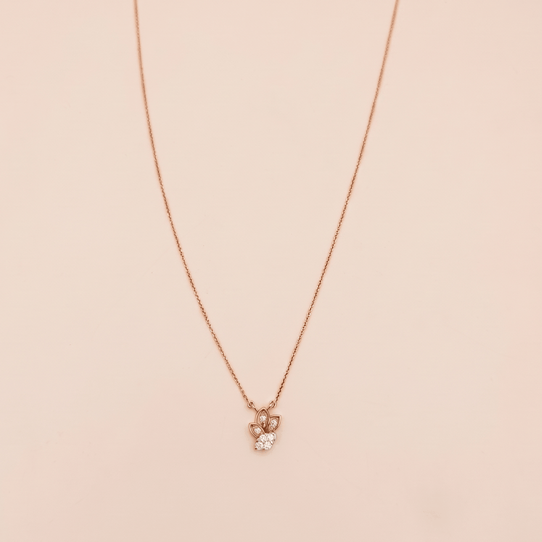 Graceful Floral Teardrop Diamond Necklace in 18K Rose Gold