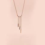 Load image into Gallery viewer, Modern Crescent &amp; Linear Drop Fringe Diamond Necklace in 18K Rose Gold
