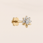 Load image into Gallery viewer, Delicate Diamond Half-Bloom Lotus Nose Pin in 18K Yellow Gold

