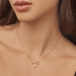Load image into Gallery viewer, Charming Honeycomb &amp; Bee Diamond Necklace in 18K Rose Gold

