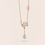 Load image into Gallery viewer, Romantic Abstract Heart Diamond Lariat Necklace in 18K Rose Gold
