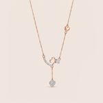 Load image into Gallery viewer, Romantic Abstract Heart Diamond Lariat Necklace in 18K Rose Gold
