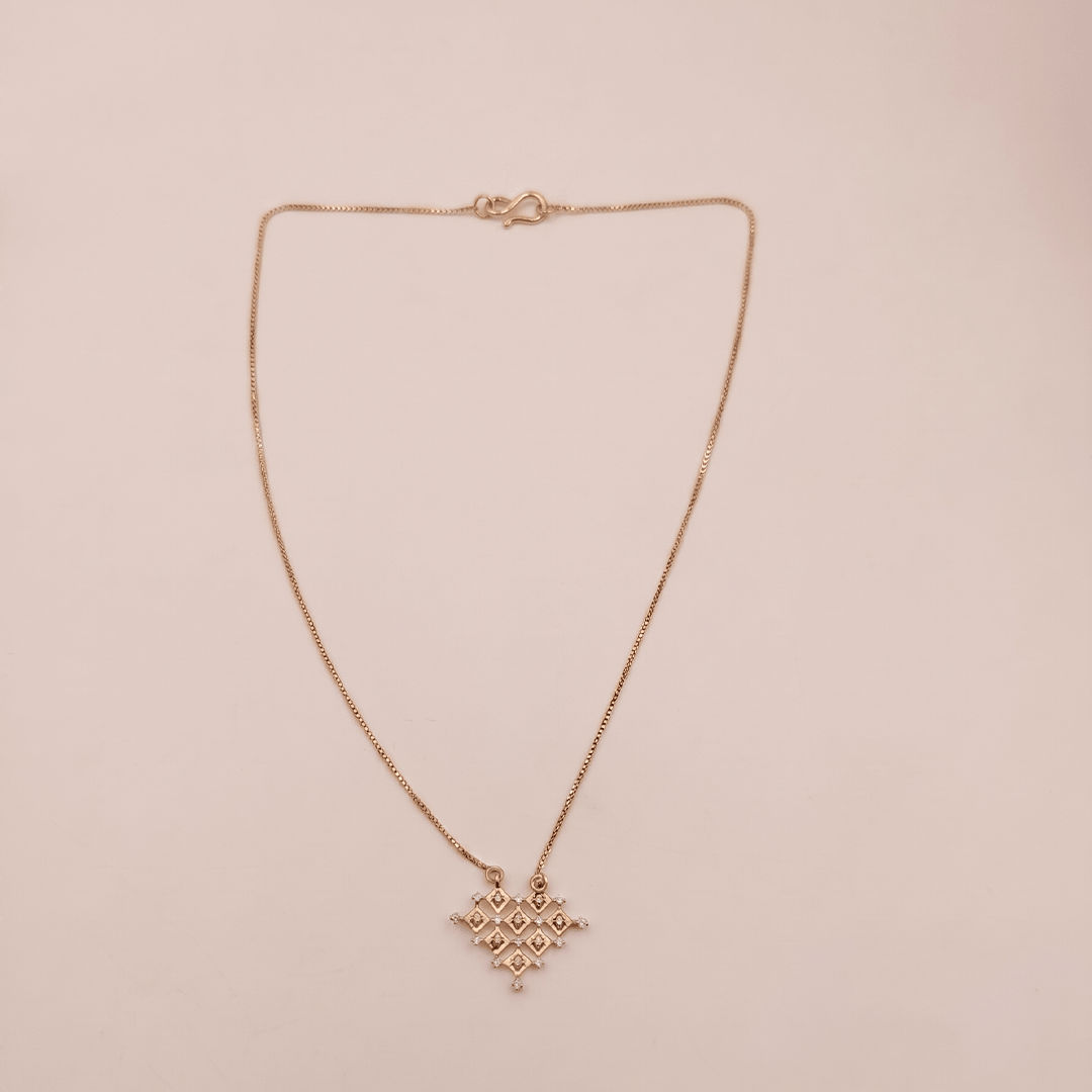 Geometric Lattice Diamond Necklace in 18K Rose Gold