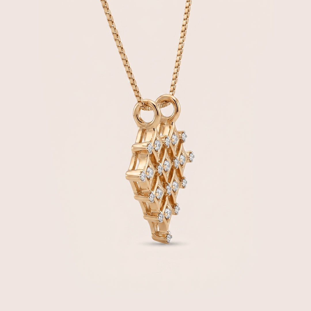 Geometric Lattice Diamond Necklace in 18K Rose Gold