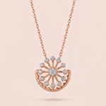 Load image into Gallery viewer, Art Deco Sunburst &amp; Crescent Diamond Necklace in 18K Rose Gold
