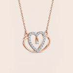 Load image into Gallery viewer, Radiant Nested Double Heart Diamond Necklace in 18K Rose Gold
