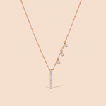 Load image into Gallery viewer, Asymmetrical Linear Bar &amp; Diamond Drop Necklace in 18K Rose Gold
