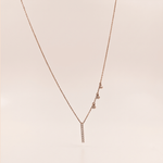 Load image into Gallery viewer, Asymmetrical Linear Bar &amp; Diamond Drop Necklace in 18K Rose Gold
