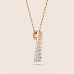 Load image into Gallery viewer, Modern Ribbed Vertical Bar Diamond Necklace in 18K Rose Gold
