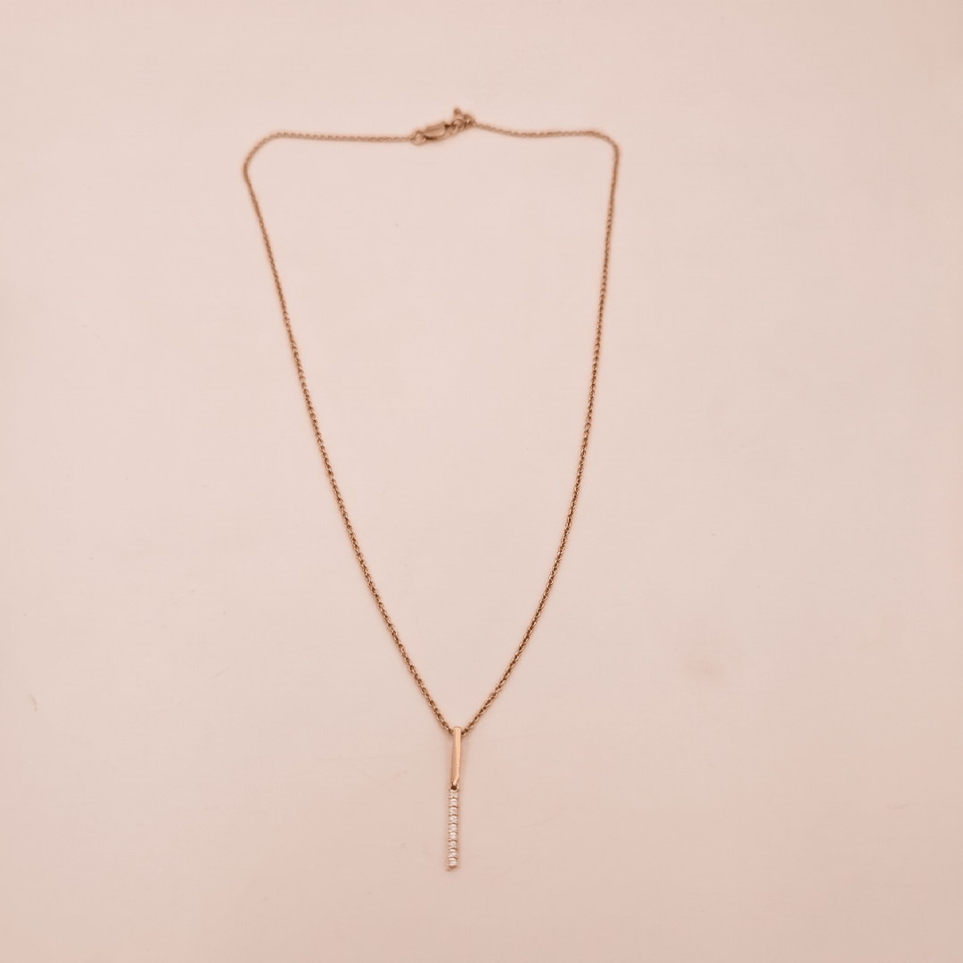 Modern Split Linear Diamond Necklace in 18K Rose Gold