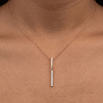 Load image into Gallery viewer, Modern Split Linear Diamond Necklace in 18K Rose Gold
