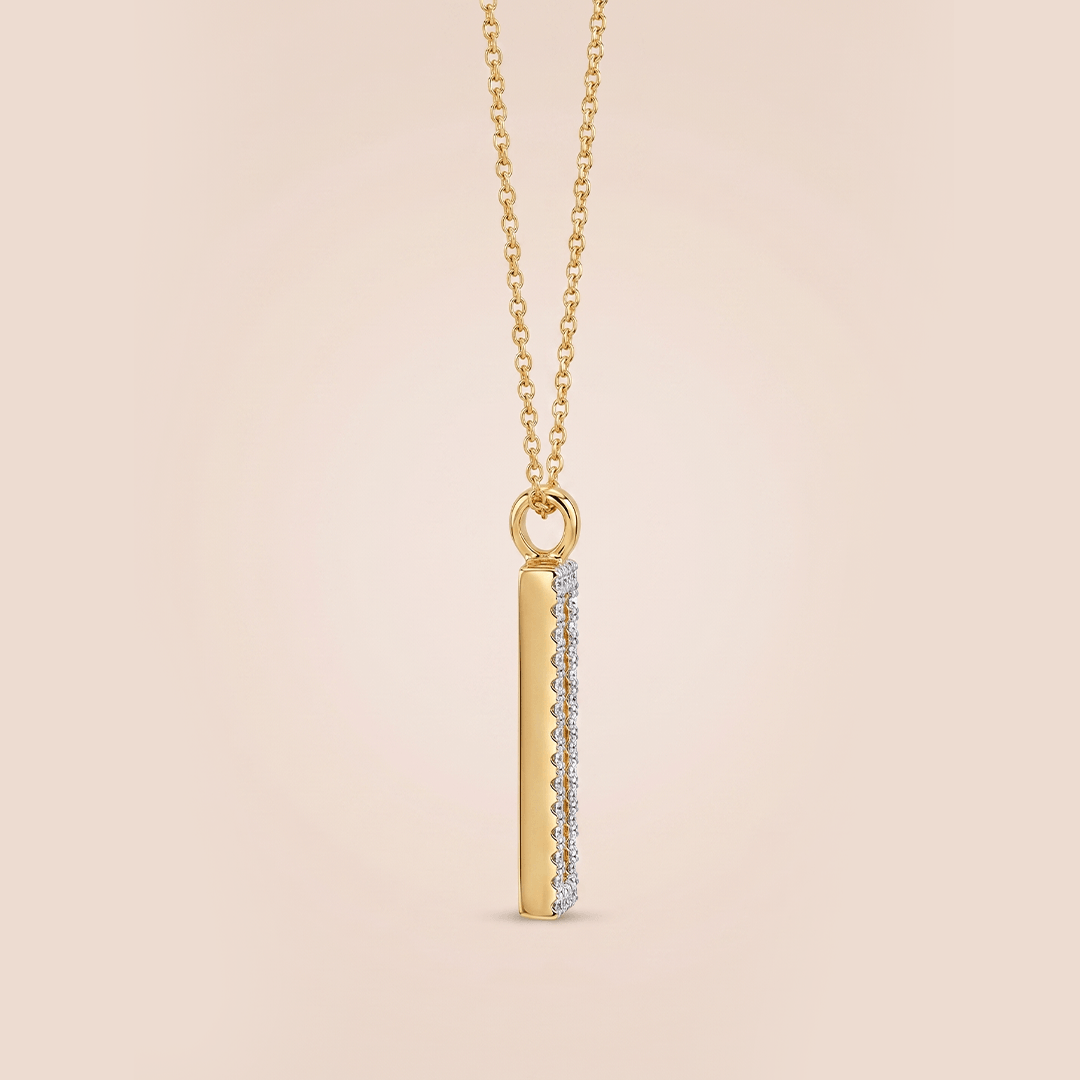 Modern Open Rectangular Diamond Necklace in 18K Rose Gold