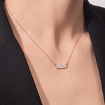 Load image into Gallery viewer, Elegant Pavé Diamond Bar Necklace in 18K Rose Gold
