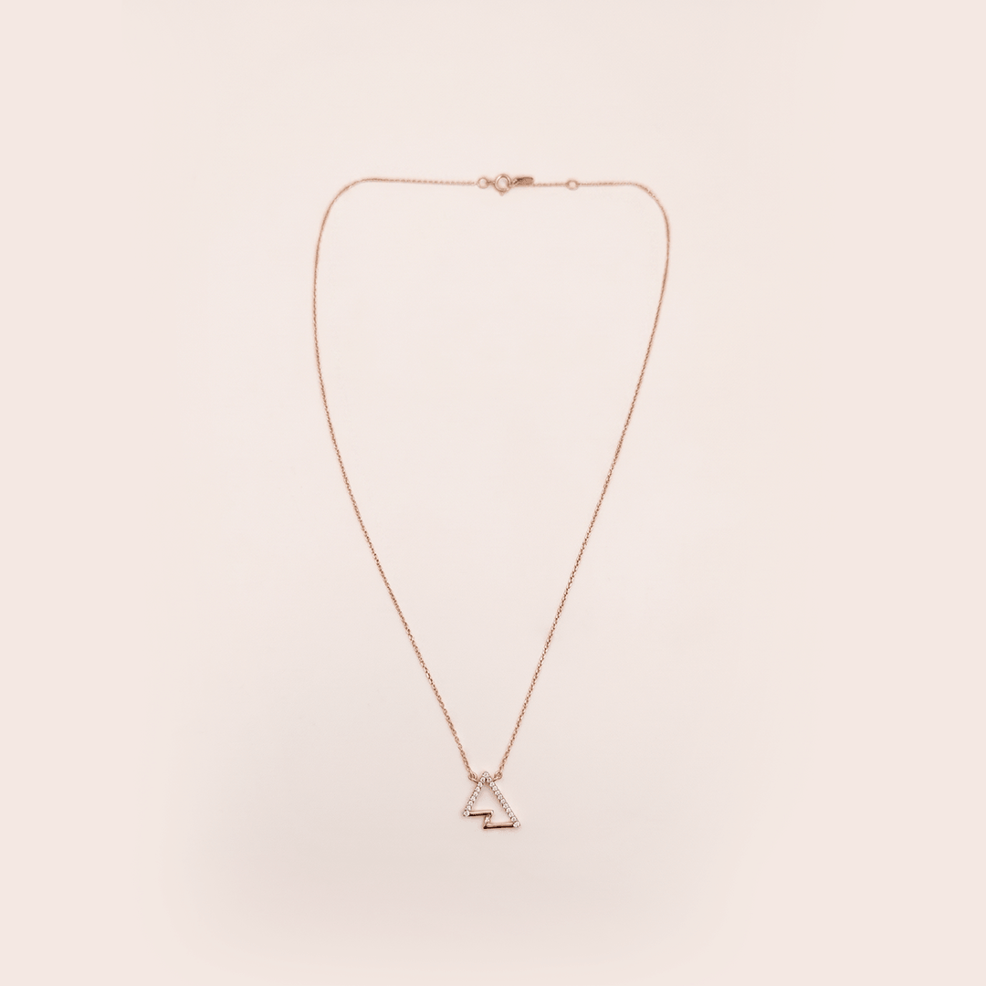 Modern Abstract Triangular Diamond Necklace in 18K Rose Gold