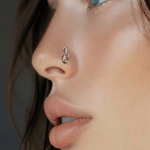 Load image into Gallery viewer, Musical Treble Clef Diamond Nose Pin in 18K Yellow Gold
