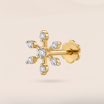 Load image into Gallery viewer, Delicate Snowflake Diamond Nose Pin in 18K Yellow Gold
