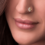 Load image into Gallery viewer, Elegant Swirl Diamond Cluster Nose Pin in 18K Yellow Gold
