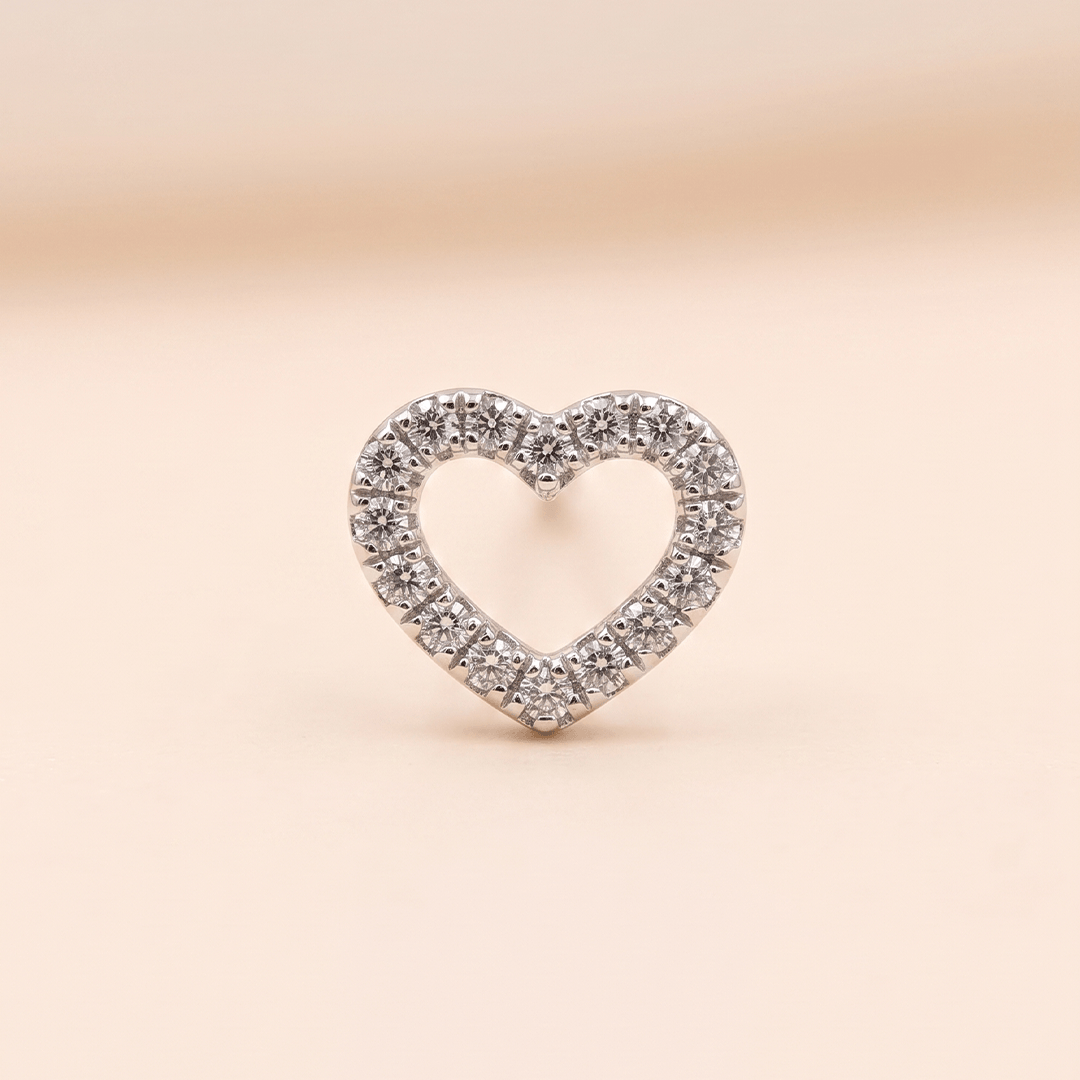 Radiant Open Heart Diamond Nose Pin in 18K Yellow Gold