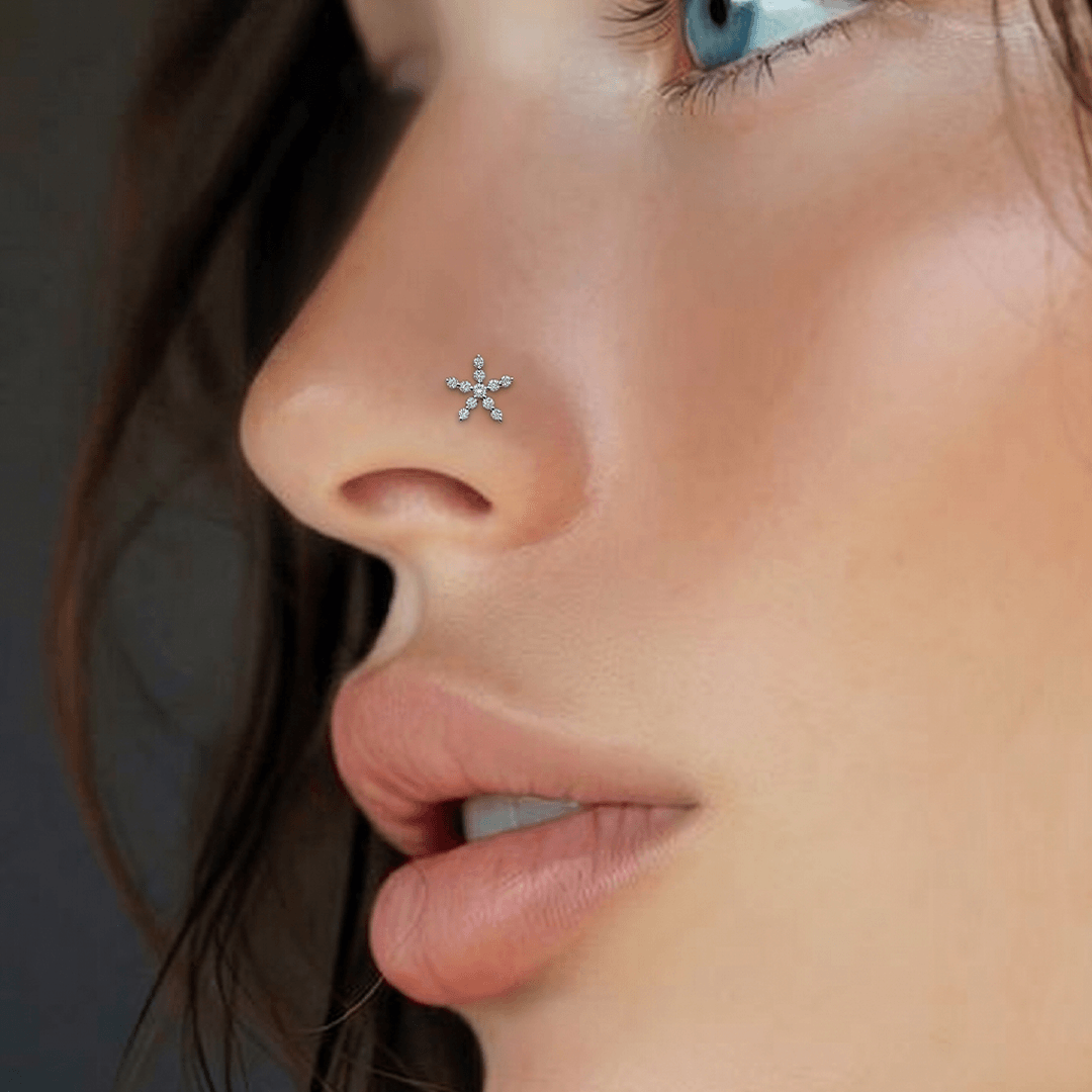 Radiant Diamond Starfish Nose Pin in 18K Yellow Gold