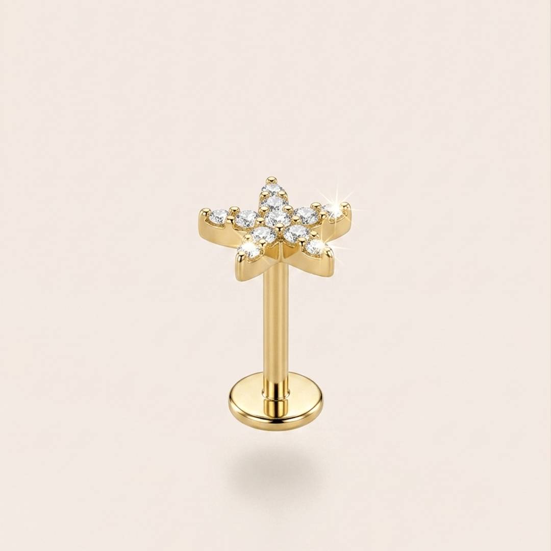 Radiant Diamond Starfish Nose Pin in 18K Yellow Gold