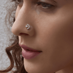 Load image into Gallery viewer, Radiant Diamond Sunburst Halo Nose Pin in 18K Yellow Gold
