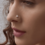 Load image into Gallery viewer, Elegant Open Teardrop Diamond Solitaire Nose Pin in 18K Rose Gold
