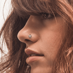Load image into Gallery viewer, Delicate Diamond Floral Teardrop Nose Pin in 18K Rose Gold
