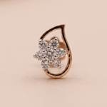 Load image into Gallery viewer, Delicate Diamond Floral Teardrop Nose Pin in 18K Rose Gold

