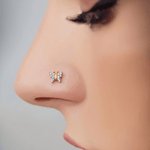 Load image into Gallery viewer, Delicate Diamond Butterfly Nose Pin in 18K Yellow Gold
