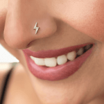 Load image into Gallery viewer, Striking Diamond Lightning Bolt Nose Pin in 18K Yellow Gold
