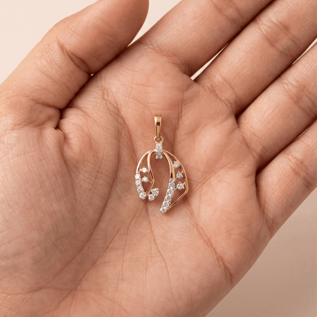 Golden Willow Diamond Branch Pendant in 18K Yellow Gold