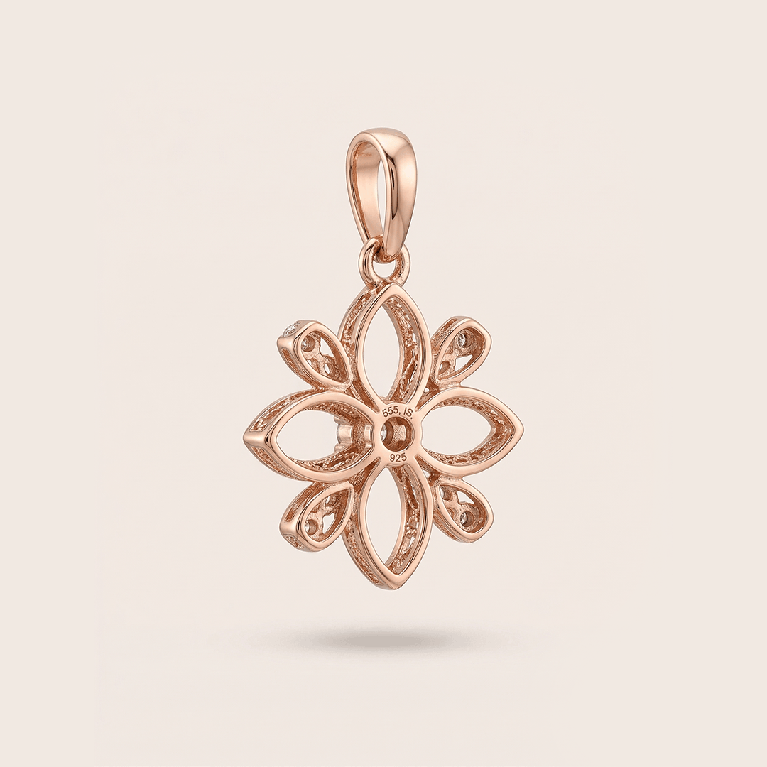 Blossoming Petals 18K Rose Gold Diamond Flower Pendant