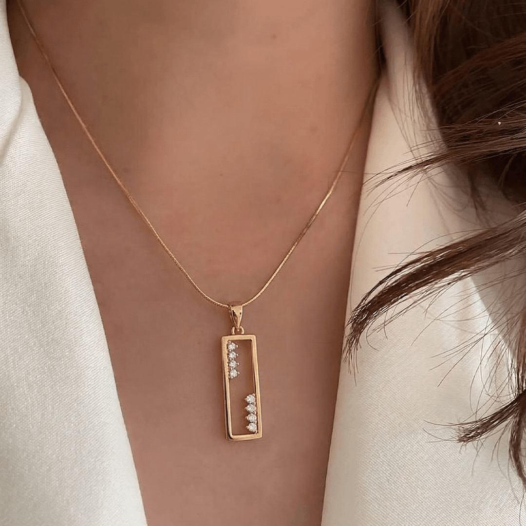 Linear Grace 18K Yellow Gold Floating Diamond Bar Pendant