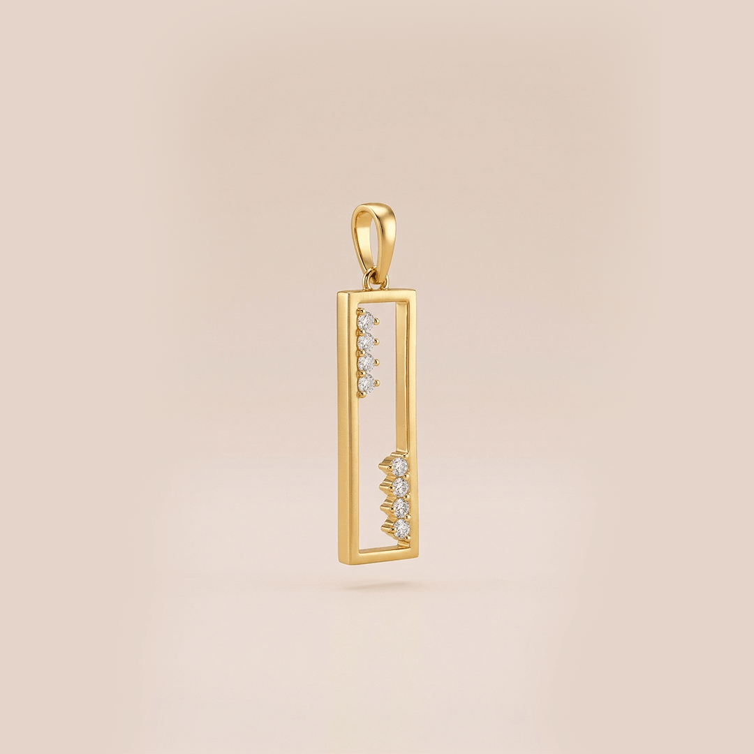 Linear Grace 18K Yellow Gold Floating Diamond Bar Pendant
