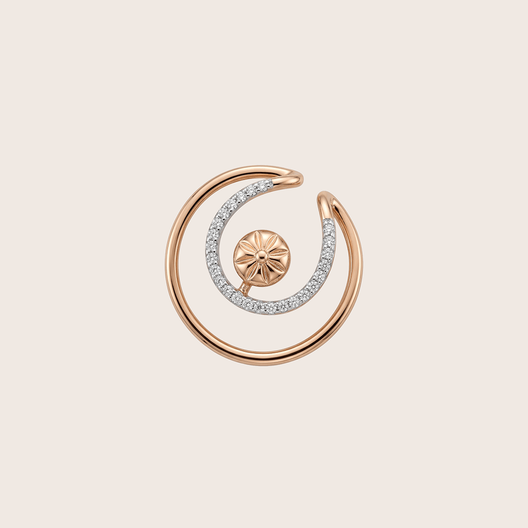 Cosmic Orbit Diamond Compass Pendant in 18K Rose Gold