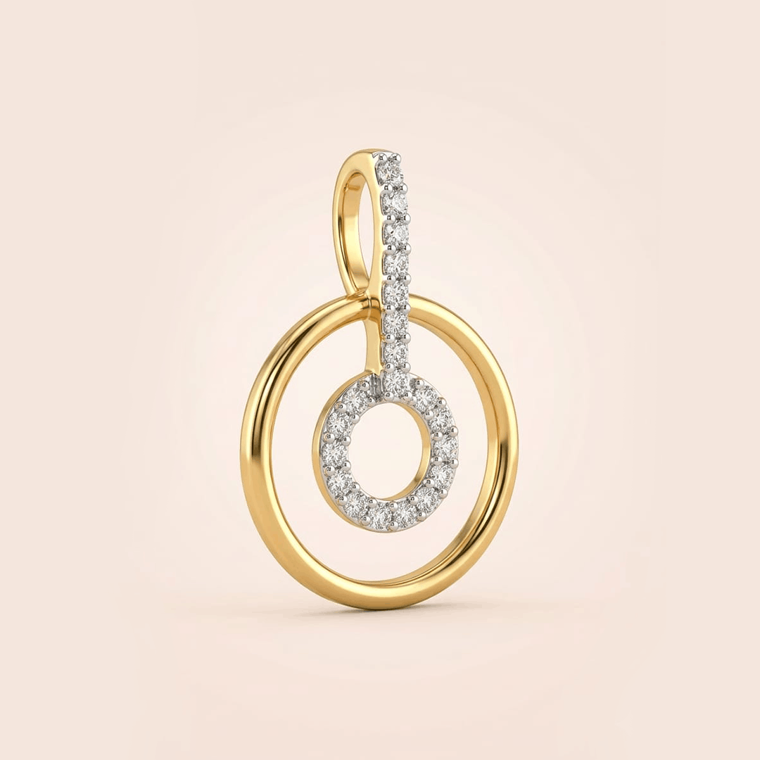 Eclipse of brilliance 18k yellow gold diamond halo pendant