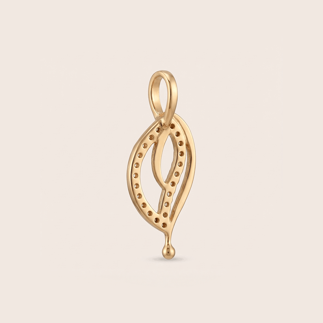 Ethereal leaf diamond droplet pendant in 18k rose gold