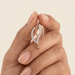 Load image into Gallery viewer, Ethereal Leaf Diamond Droplet Pendant in 18K Rose Gold
