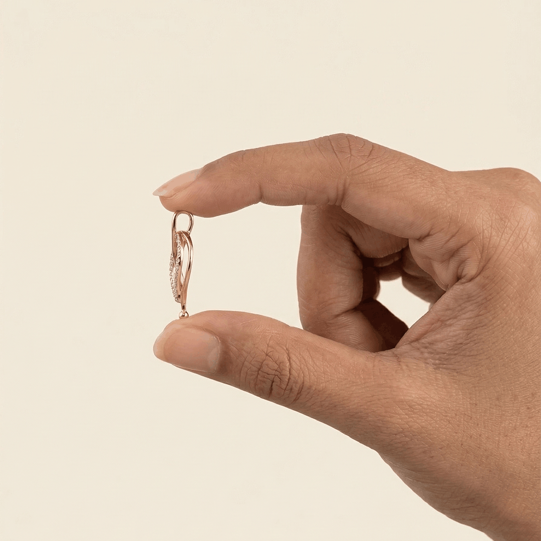 Ethereal Leaf Diamond Droplet Pendant in 18K Rose Gold