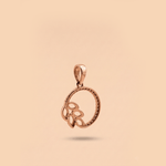 Load image into Gallery viewer, Botanical Circle of Light 18K Rose Gold Diamond Leaf Pendant
