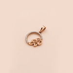 Load image into Gallery viewer, Botanical Circle of Light 18K Rose Gold Diamond Leaf Pendant
