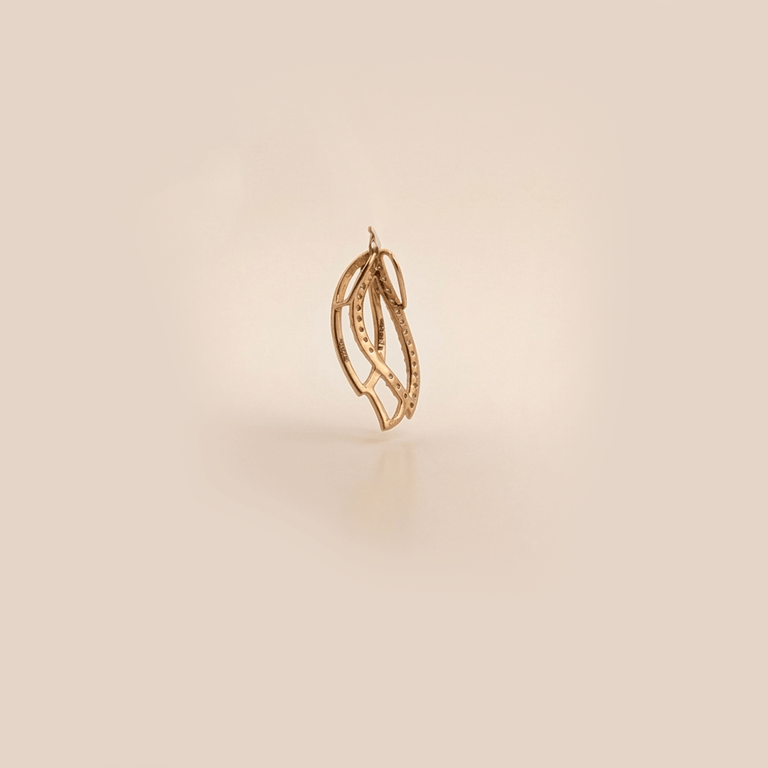 Ethereal double leaf diamond pendant in 18k rose gold