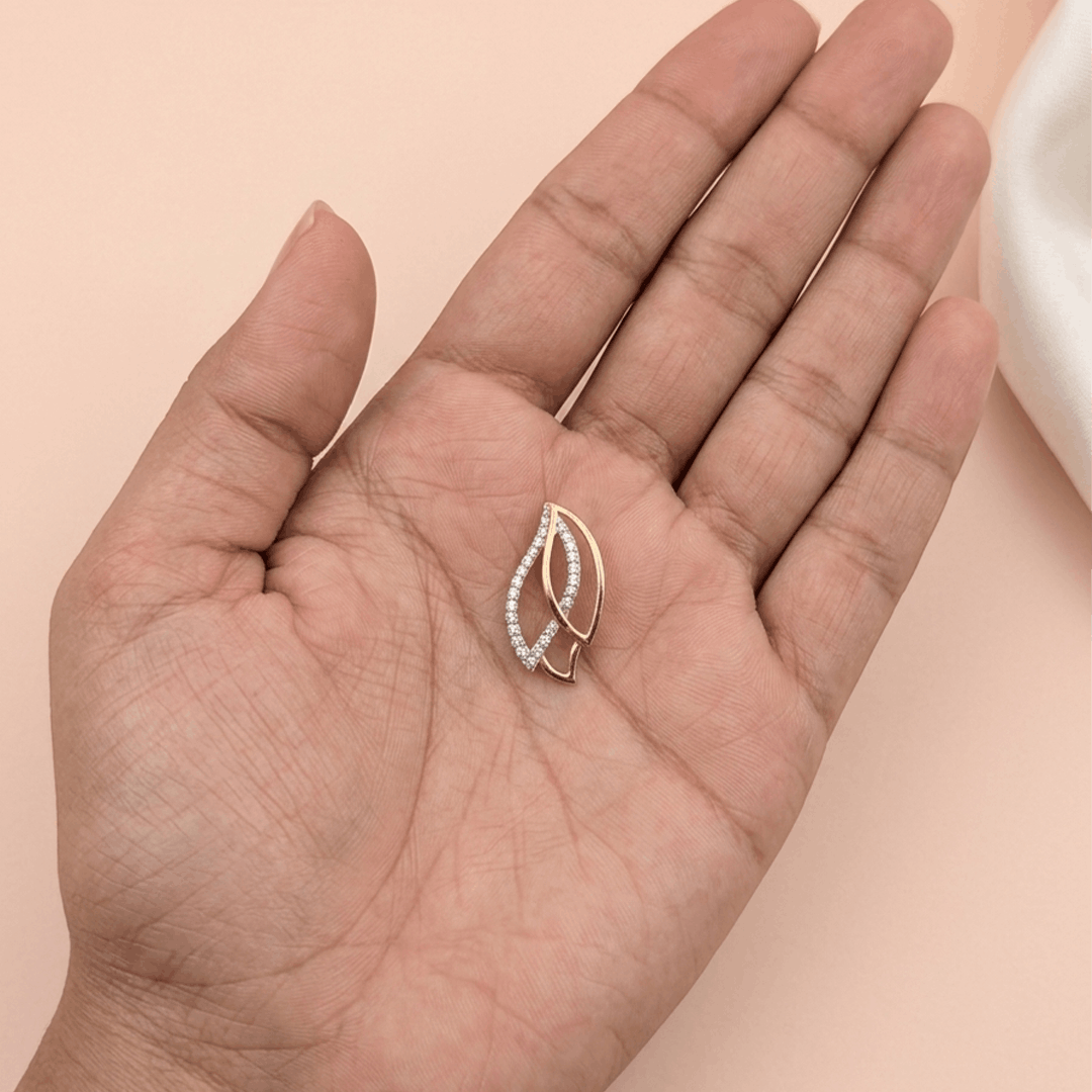 Ethereal Double Leaf Diamond Pendant in 18K Rose Gold