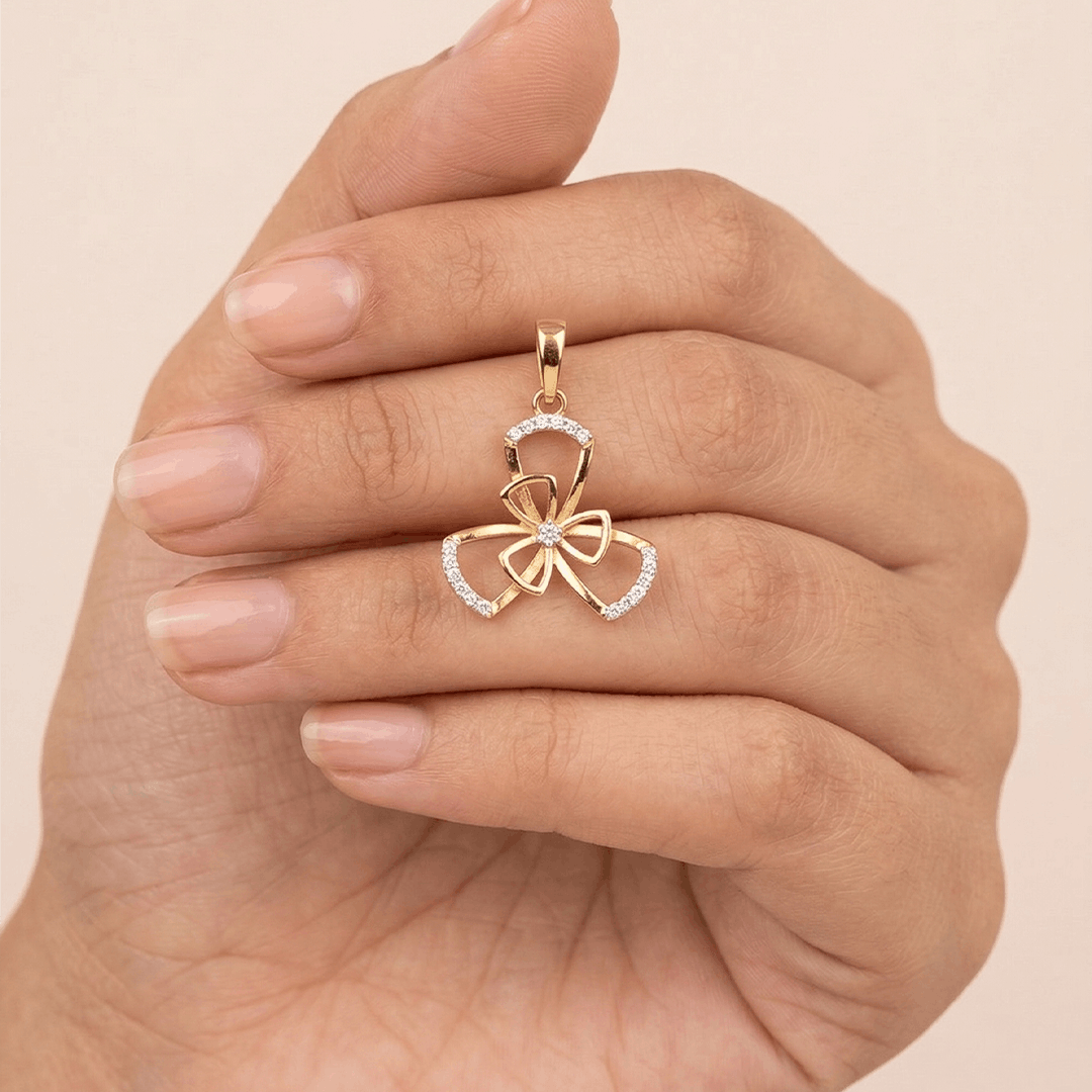 Bloom of Radiance 18K Yellow Gold Diamond Bow Pendant